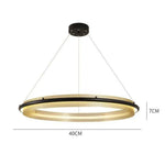 Lustre Led Anneau Métal Doré Luxe 40Cm Luminaire Chambre