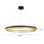 Lustre Led Anneau Métal Doré Luxe 80Cm Luminaire Chambre