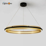 Lustre Led Anneau Métal Doré Luxe Luminaire Chambre