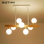 Lustre Led Bois Boule Verre Lampe Luminaire Chambre