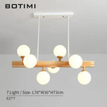 Lustre Led Bois Boule Verre Lampe Luminaire Chambre