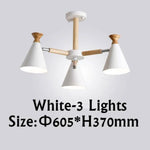 Lustre Led Bois Métal Coloré 3 Lampes / Blanc Luminaire Chambre