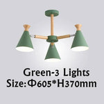 Lustre Led Bois Métal Coloré 3 Lampes / Vert Luminaire Chambre