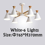 Lustre Led Bois Métal Coloré 6 Lampes / Blanc Luminaire Chambre