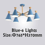 Lustre Led Bois Métal Coloré 6 Lampes / Bleu Luminaire Chambre