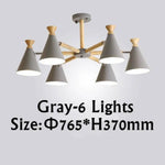 Lustre Led Bois Métal Coloré 6 Lampes / Gris Luminaire Chambre