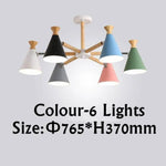 Lustre Led Bois Métal Coloré 6 Lampes / Mixte Luminaire Chambre