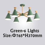 Lustre Led Bois Métal Coloré 6 Lampes / Vert Luminaire Chambre