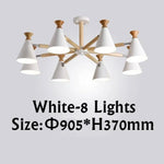 Lustre Led Bois Métal Coloré 8 Lampes / Blanc Luminaire Chambre