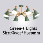 Lustre Led Bois Métal Coloré 8 Lampes / Vert Luminaire Chambre