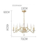 Lustre Led Branches Dorées Crystal 71 X 45Cm / Froide Luminaire Chambre