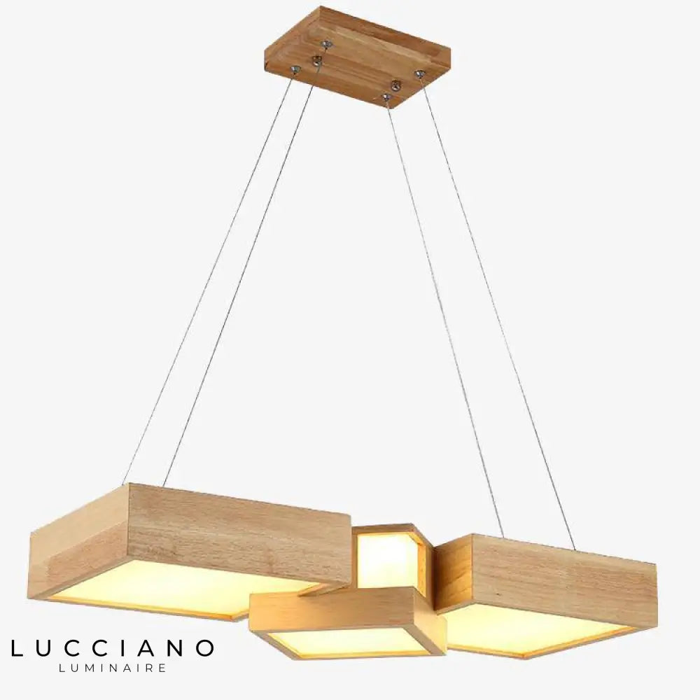 Lustre Led Carré Bois Japonais A / Froide Luminaire Chambre