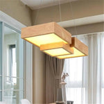 Lustre Led Carré Bois Japonais Luminaire Chambre