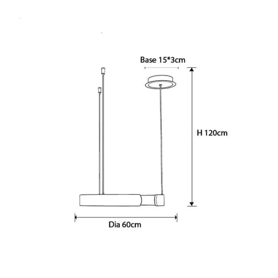 Lustre Led Circulaire Minimaliste Meryl 60Cm / Noir Chaude Luminaire Doré