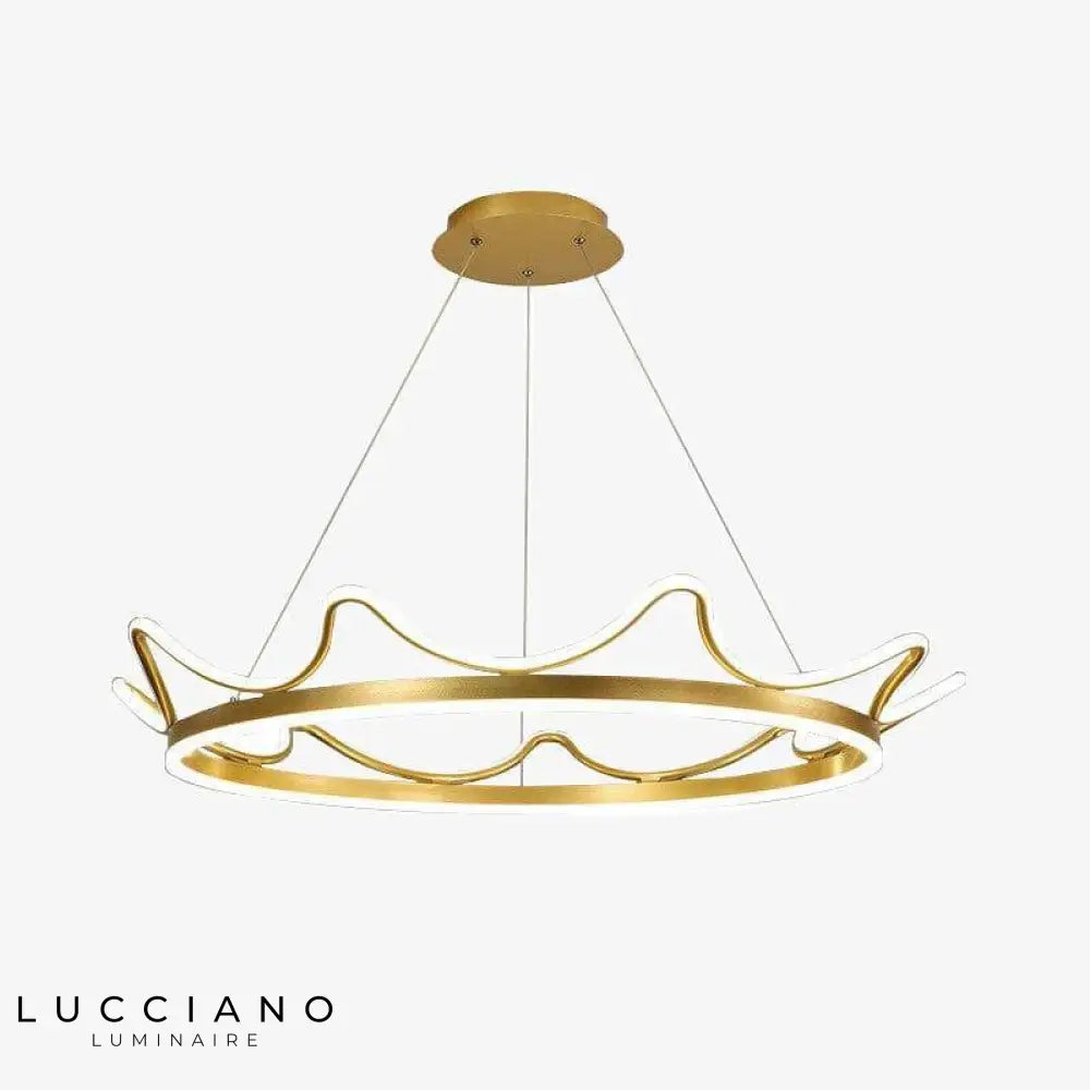 Lustre Led Couronne Métal Doré Luminaire Chambre