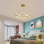 Lustre Led Couronne Métal Doré Luminaire Chambre