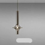 Lustre Led Cylindrique En Verre Gris Fumé Luminaire Chambre