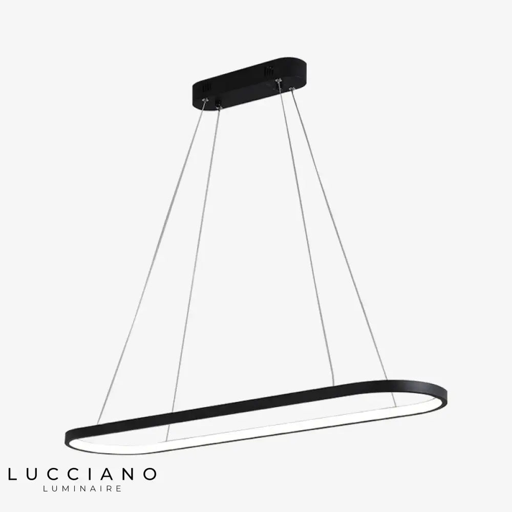 Lustre Led Design Arrondi Aluminium Noir / 70X21Cm Chaude Luminaire Chambre