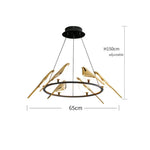 Lustre Led Design Oiseaux Dorés Luminaire Cuivre