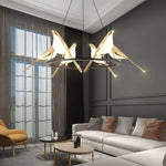 Lustre Led Design Oiseaux Dorés Luminaire Cuivre