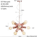 Lustre Led Design Rose Gold Fly 12 Lampes Luminaire Chambre