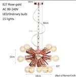 Lustre Led Design Rose Gold Fly 15 Lampes Luminaire Chambre