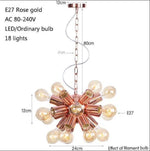 Lustre Led Design Rose Gold Fly 18 Lampes Luminaire Chambre