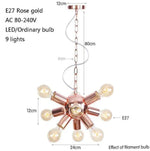 Lustre Led Design Rose Gold Fly 9 Lampes Luminaire Chambre