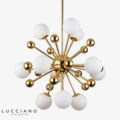 Lustre LED doré boules verre design