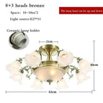 Lustre Led Fleurs Abat-Jour 11 Lampes - Bronze Luminaire Chambre