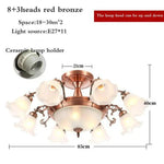 Lustre Led Fleurs Abat-Jour 11 Lampes - Rouge Luminaire Chambre