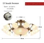 Lustre Led Fleurs Abat-Jour 13 Lampes - Bronze Luminaire Chambre