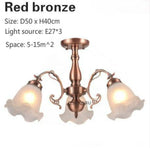 Lustre Led Fleurs Abat-Jour 3 Lampes - Rouge Luminaire Chambre