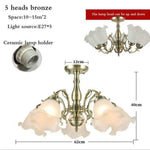 Lustre Led Fleurs Abat-Jour 5 Lampes - Bronze Luminaire Chambre