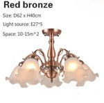 Lustre Led Fleurs Abat-Jour 5 Lampes - Rouge Luminaire Chambre