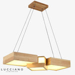 Lustre Led Géométrique Bois Stars Luminaire Chambre