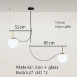 Lustre Led Globe En Verre Moderne 2 Lampes / Froide Luminaire Chambre