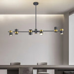 Lustre Led Métal Caeli Spots Rotatifs Noir - 8 Ampoules Avec Barre Horizontale / Chaude Luminaire