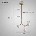 Lustre Led Métal Doré Et Verre Loft 3 Lampes Luminaire Doré