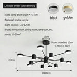 Lustre Led Métal Nordic Multiple Abat-Jours 12 Lampes / Doré 3 Couleurs Luminaire Chambre