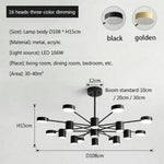 Lustre Led Métal Nordic Multiple Abat-Jours 16 Lampes / Noir 3 Couleurs Luminaire Chambre