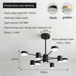 Lustre Led Métal Nordic Multiple Abat-Jours 8 Lampes / Noir 3 Couleurs Luminaire Chambre