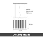 Lustre Led Métallique Réglable Lucian 20 Ampoules - 97X47 Cm / Noir Dimmable Luminaire Chambre