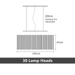 Lustre Led Métallique Réglable Lucian 30 Ampoules - 145X47 Cm / Noir Dimmable Luminaire Chambre