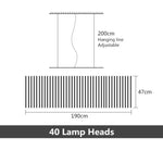 Lustre Led Métallique Réglable Lucian 40 Ampoules - 200X47 Cm / Noir Dimmable Luminaire Chambre