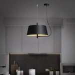 Lustre Led Moderne Abat-Jour Métal Noir Luminaire Chambre