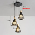 Lustre Led Moderne Abril Conique B - Noir 3 Lampes Luminaire Chambre