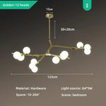 Lustre Led Moderne Branche Colorée Doré - 12 Lampes / Froide Luminaire Chambre