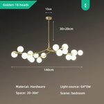 Lustre Led Moderne Branche Colorée Doré - 18 Lampes / Froide Luminaire Chambre