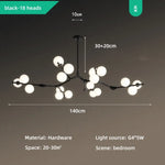 Lustre Led Moderne Branche Colorée Noir - 18 Lampes / Froide Luminaire Chambre